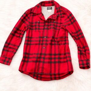 OshKosh B'gosh Red and Black Plaid Shirt size 7